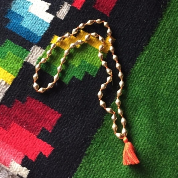 Anthro Metal Beaded Tassel Necklace Roost Midi - Picture 3 of 6